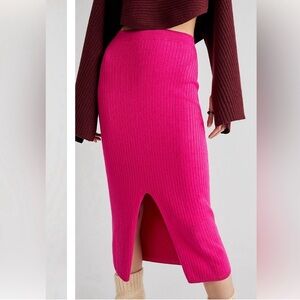 Free People Skyline Midi Skirt Hot Pink Size Large